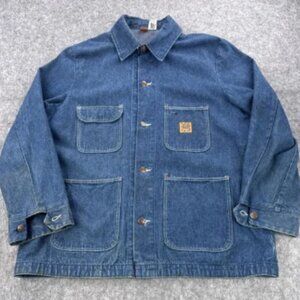 VINTAGE Big Ben by Wrangler Jacket Mens 46 Blue Denim Chore Coat Made USA 90s